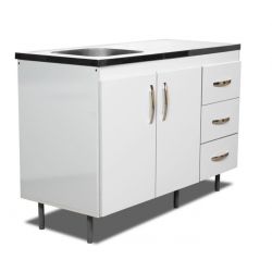 Bajo Mesada 1,20 Arco + Mesada Inox 4470 Ricchezze Blanco