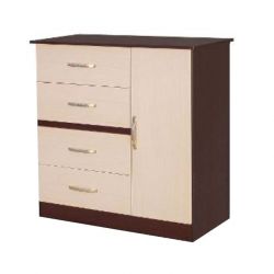 Comoda 1 Puerta 4 Cajones Choco/maple  Muebles Maximo